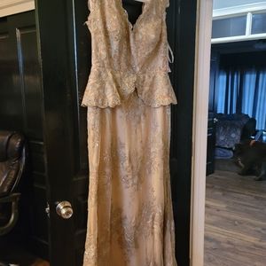 Floor length gold sequin MOB dress